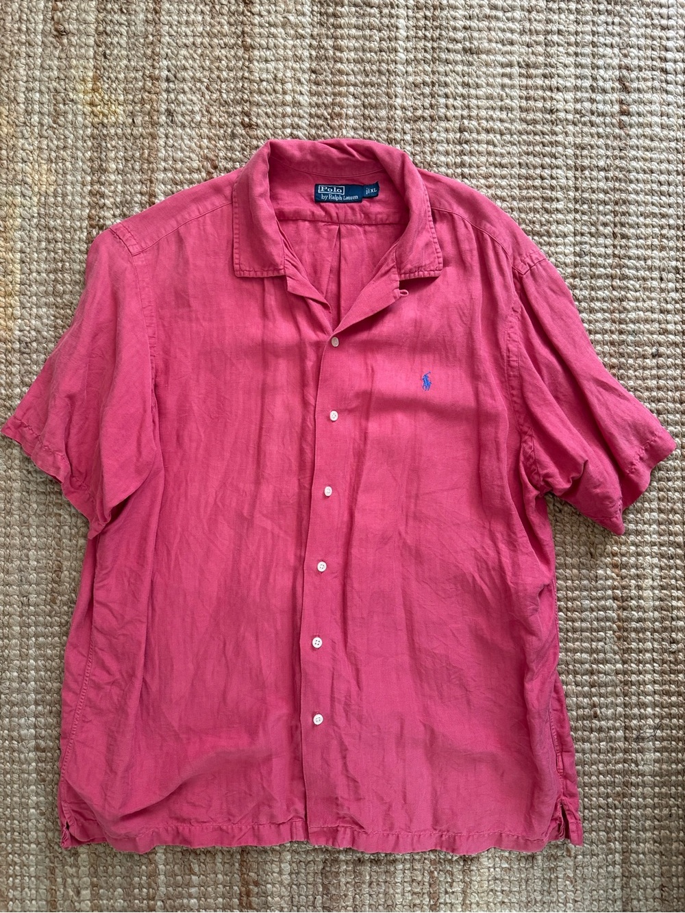 Polo Ralph Lauren Pink Linen Camp Shirt — Short Sleeve — XL